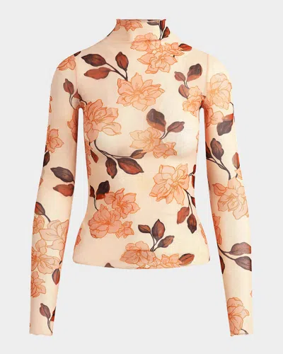 Favorite Daughter The Sheer Fantasy Turtleneck Top In Pink