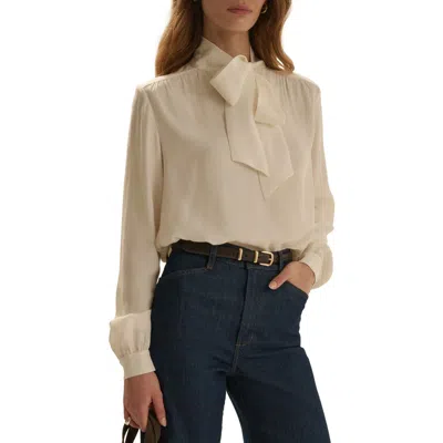 Favorite Daughter The Simone Floral Tie Neck Top In White