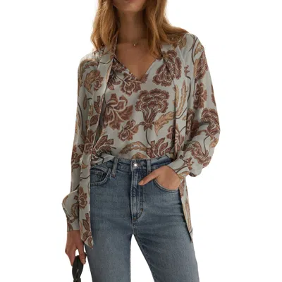 Favorite Daughter The Simone Floral Tie Neck Top In Green