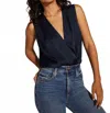 Favorite Daughter The Sleeveless Date Blouse In Navy In Black