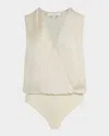 Favorite Daughter The Sleeveless Date Satin Bodysuit In Ivory