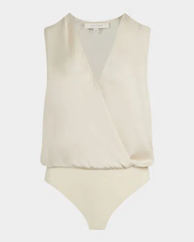 Favorite Daughter The Sleeveless Date Satin Bodysuit In Ivory
