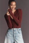 Favorite Daughter The Slinky Date Bodysuit In Burgundy