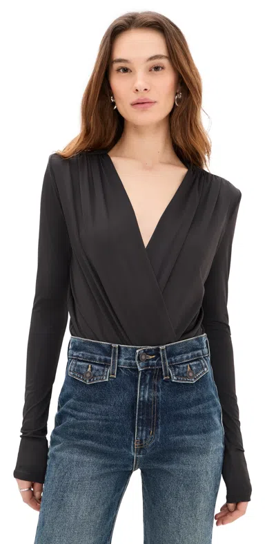 Favorite Daughter The Slinky Date Thong Bodysuit Espresso In Black