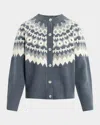 Favorite Daughter Snowed In Fair Isle Wool-cashmere Blend Cardigan In Blue