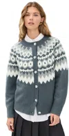 Favorite Daughter Snowed In Fair Isle Wool-cashmere Blend Cardigan In Gray