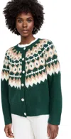 Favorite Daughter The Snowed In Cardigan Green Fair Isle In Green Fair Isle