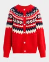 Favorite Daughter The Snowed In Cardigan In Red Fairisle