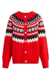 Favorite Daughter The Snowed In Cardigan In Red Fairisle