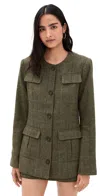 Favorite Daughter The Spencer Jacket Mocha Plaid In Green