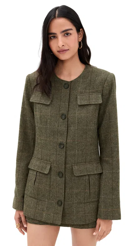 Favorite Daughter The Spencer Jacket Mocha Plaid In Green