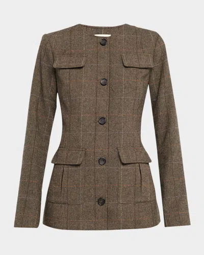 FAVORITE DAUGHTER THE SPENCER PLAID COLLARLESS JACKET