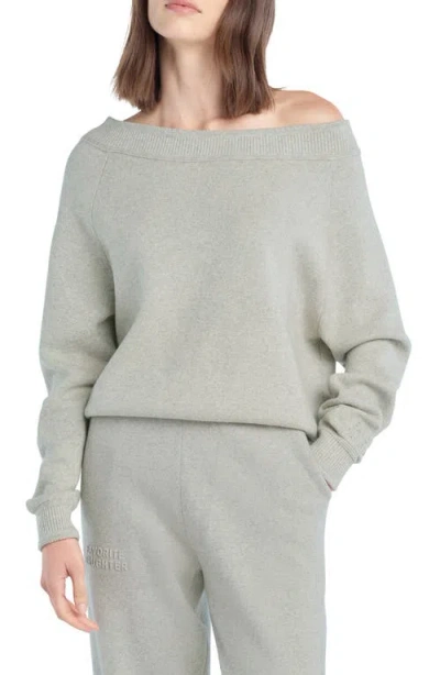 Favorite Daughter The Staying In One-shoulder Cotton & Cashmere Pullover In Gray