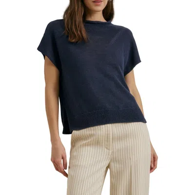 Favorite Daughter The Stevie Short Sleeve Linen Sweater In Blue