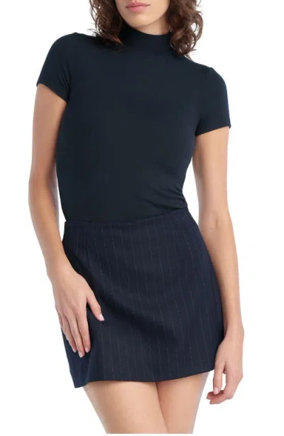 Favorite Daughter The Stockholm Mock Neck Rib Top In Black