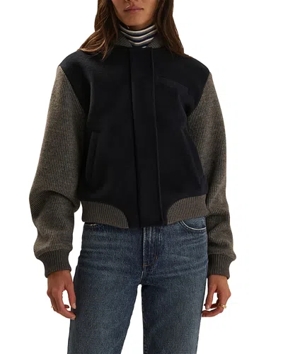 Favorite Daughter The Studio Bomber Jacket In Navy Grey