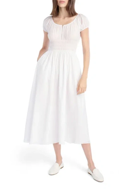 Favorite Daughter The Swoon Smocked Midi Dress In White