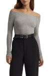 Favorite Daughter The Sydney Off The Shoulder Long Sleeve Top In Heather Grey