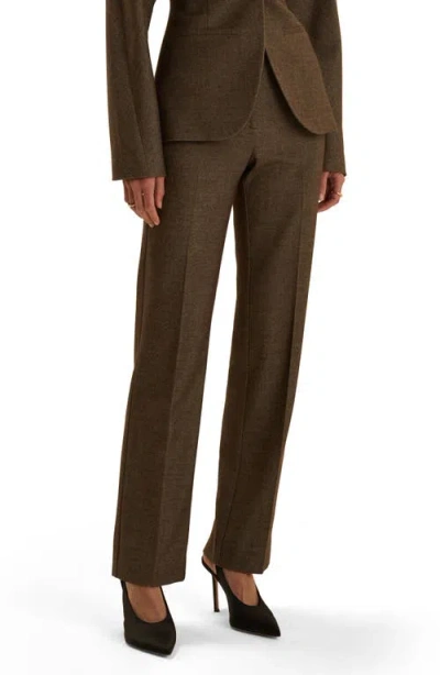 Favorite Daughter The Uptown High Waist Straight Leg Trousers In Brown