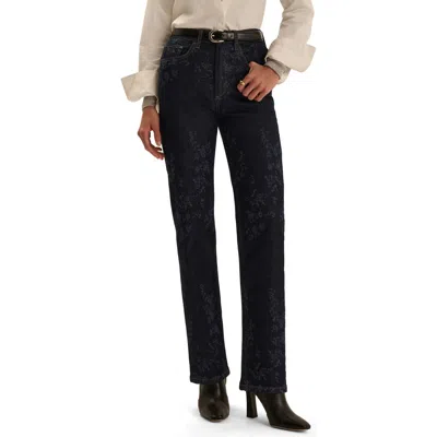 Favorite Daughter The Valentina High Waist Straight Leg Jeans In Black