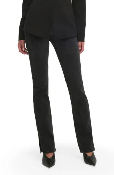 Favorite Daughter The Valentina Side Slit High Waist Straight Leg Tower Jeans In Black