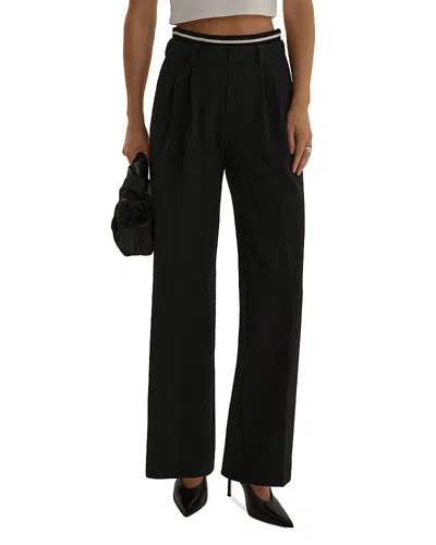Favorite Daughter The Varsity Wide Leg Pants In Black