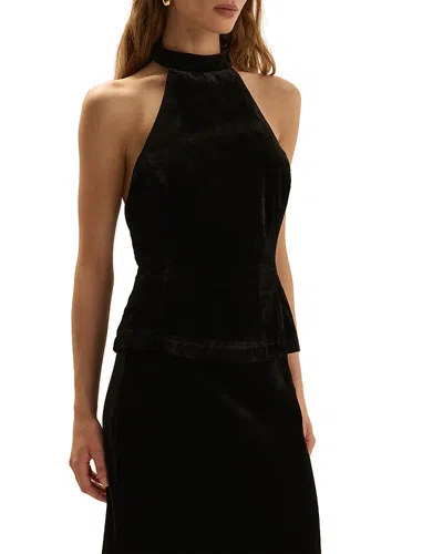 Favorite Daughter The Velvet Don't Wait Up Halter Top In Black