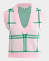 Favorite Daughter The Veronica Plaid Sweater Vest In Wisteria Plaid