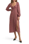 Favorite Daughter The Vineyard Geo Print Long Sleeve Midi Dress In Retro Rouge Hounds