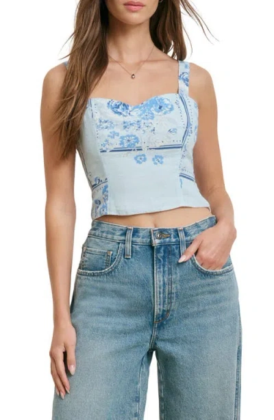 Favorite Daughter There For You Linen Crop Top In Blue