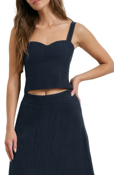 Favorite Daughter There For You Linen Crop Top In Blue