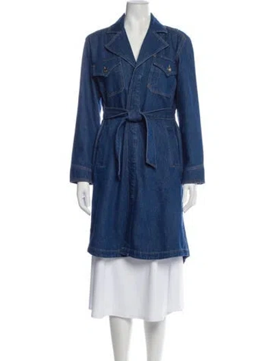 Pre-owned Favorite Daughter Trench Coat In Blue