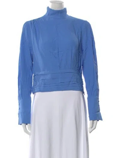 Pre-owned Favorite Daughter Turtleneck Long Sleeve Top In Blue