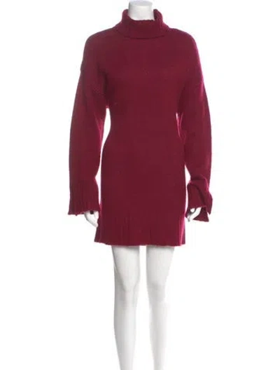 Pre-owned Favorite Daughter Turtleneck Mini Dress In Burgundy