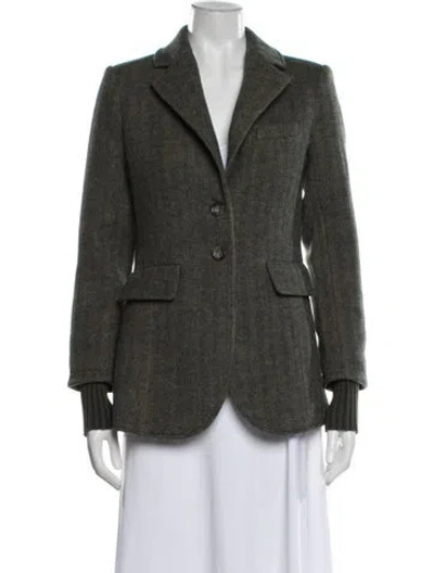 Pre-owned Favorite Daughter Tweed Pattern Blazer In Green