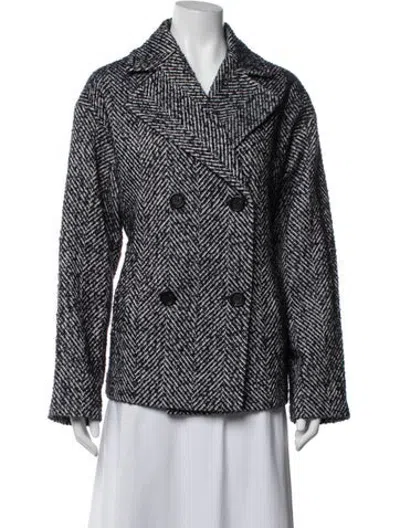 Pre-owned Favorite Daughter Tweed Pattern Jacket In Black/blue