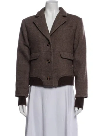 Pre-owned Favorite Daughter Tweed Pattern Jacket In Brown