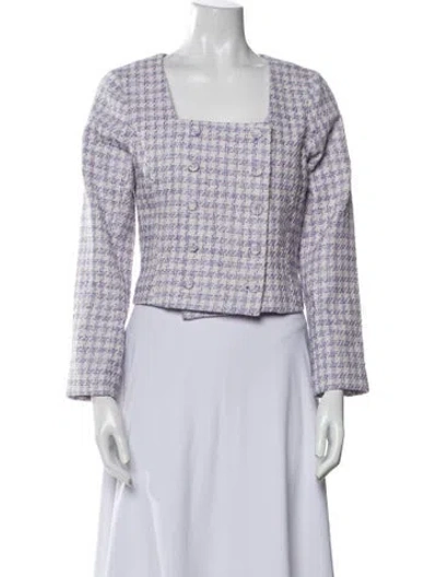 Pre-owned Favorite Daughter Tweed Pattern Jacket In Purple