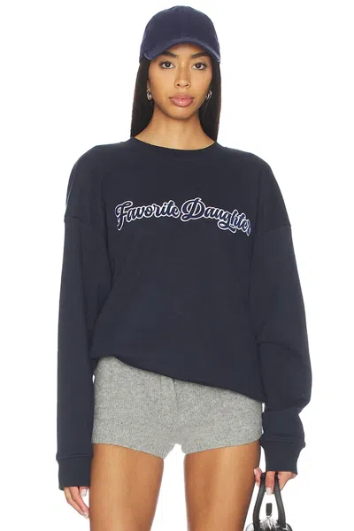 Favorite Daughter Varsity Embroidered Sweatshirt In Navy In Blue