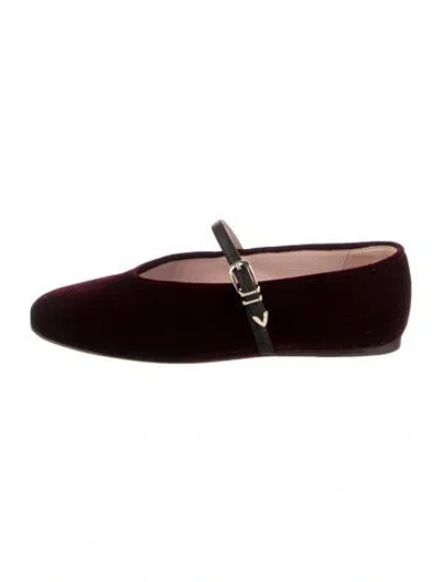 Pre-owned Favorite Daughter Velvet Mary Jane Flats In Burgundy