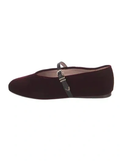 Pre-owned Favorite Daughter Velvet Mary Jane Flats In Burgundy