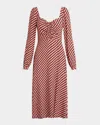 Favorite Daughter The Vineyard Geo Print Long Sleeve Midi Dress In Retro Rouge Hounds