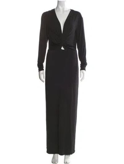 Pre-owned Favorite Daughter V-neck Long Dress In Black