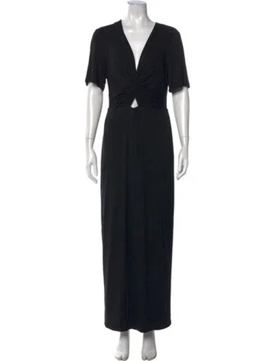 Pre-owned Favorite Daughter V-neck Long Dress In Black