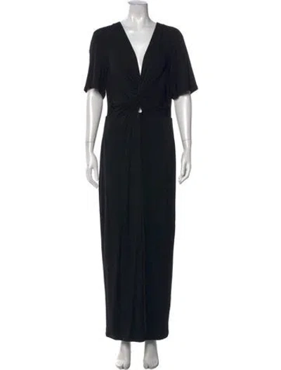 Pre-owned Favorite Daughter V-neck Long Dress In Black