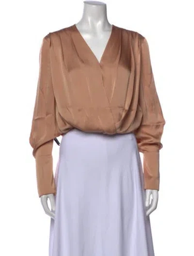 Pre-owned Favorite Daughter V-neck Long Sleeve Blouse In Neutral