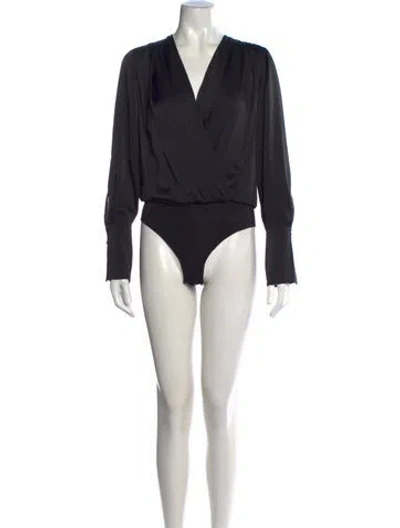 Pre-owned Favorite Daughter V-neck Long Sleeve Bodysuit In Black