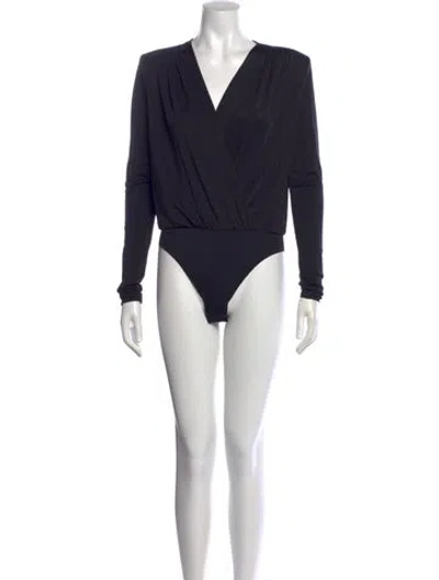 Pre-owned Favorite Daughter V-neck Long Sleeve Bodysuit In Blue