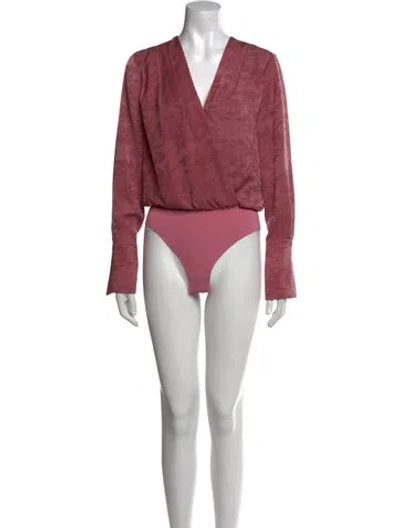Pre-owned Favorite Daughter V-neck Long Sleeve Bodysuit In Pink