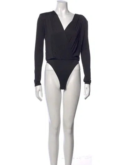 Pre-owned Favorite Daughter V-neck Long Sleeve Bodysuit W/ Tags In Black